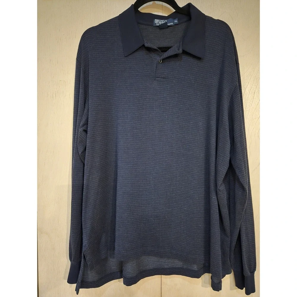 Polo by Ralph Lauren Mens XL Long Sleeve Polo Shirt Pima Cotton Peru Navy